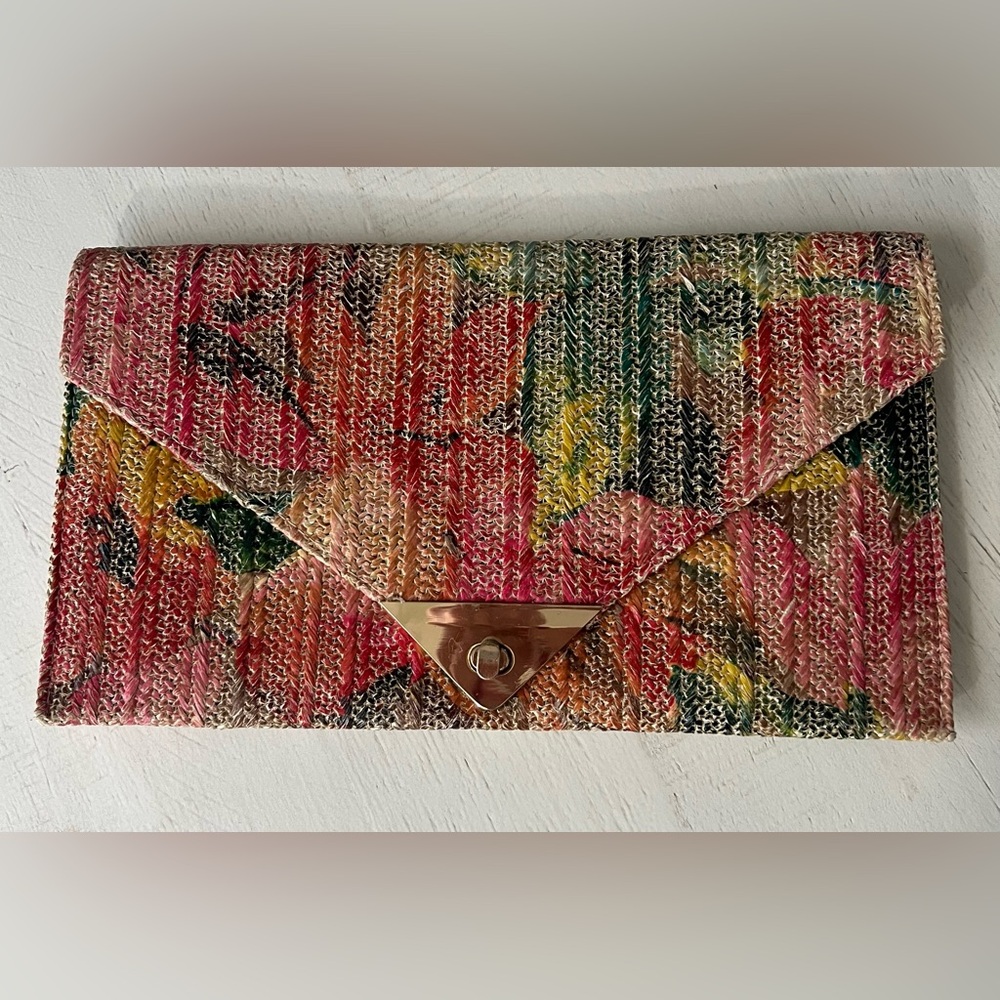 Floral Multicolor Woven Clutch